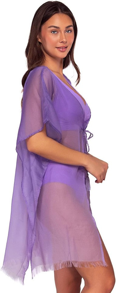 Sunsets Women's Passion Flower Solid Maldives Tunic Cover-Up